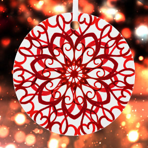 White Red  decoratief traditioneel kerstfeest Metalen Ornament