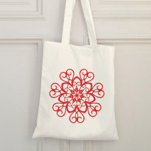White Red Decorative Aesthetic Elegant Kerstmis Tote Bag