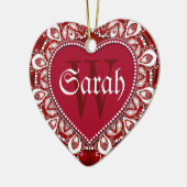 White Red Heart Name Deuren Signs Ornament (Links)