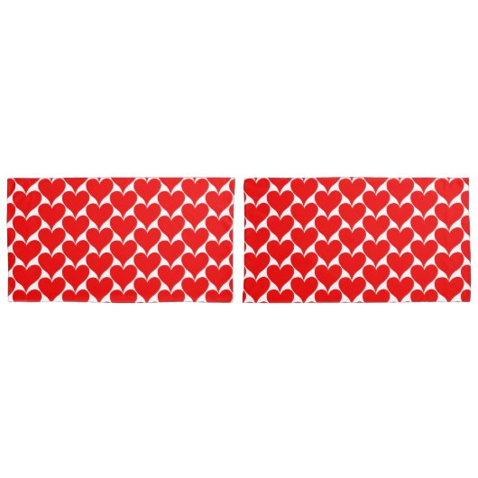 White Red Hearts Pattern Kussensloop (Voorkant-Set)