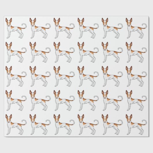 White & Red Ibizan Hound Smooth Coat Dog Patroon Cadeaupapier (Vlak)