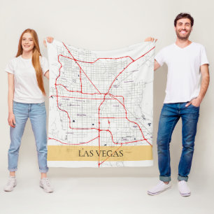 WHITE RED LAS VEGAS NEVADA USA OUTLINE MAP FLEECE DEKEN