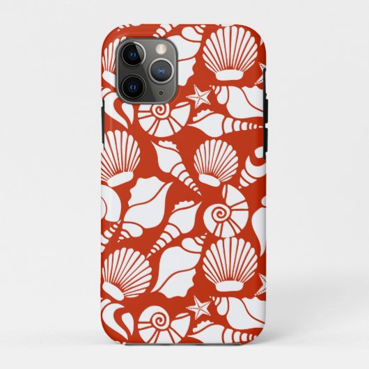 White Red Ocean Nautical Seashells Patroon Case-Mate iPhone Case (Achterkant)