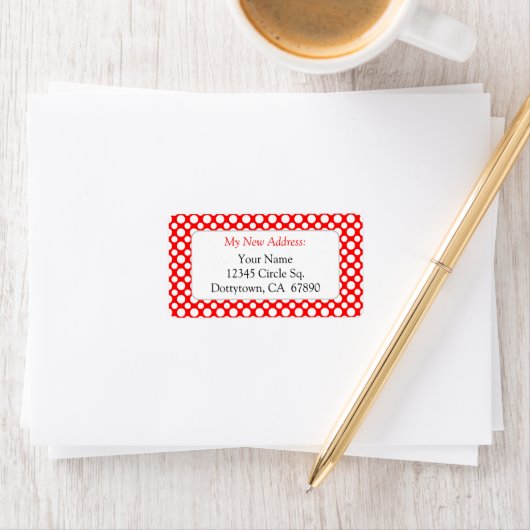 White Red Polka Dots Custom New Address Lables Etiket (Insitu)