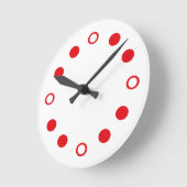 White Red Retro Modern Clock Ronde Klok (Hoek)