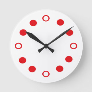 White Red Retro Modern Clock Ronde Klok