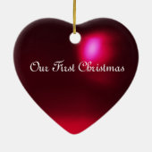 WHITE RED RIBBON GEM STONE MONOGRAM KERAMISCH ORNAMENT (Achterkant)