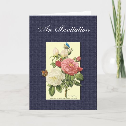 White Red Roses Custom Invitation Kaart (Voorkant)