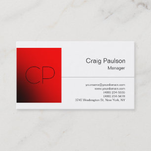 White Red Square Chic Monogram Visitekaartje