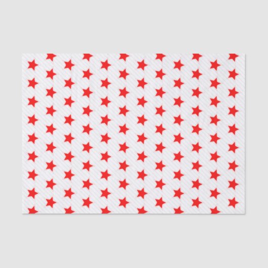 White Red Stars en Grey Stripes Modern Pattern Tissuepapier (Voorkant)