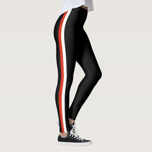 White Red Striped Leggings Sport (Droite)
