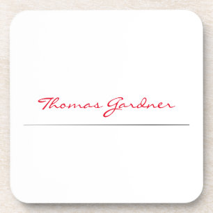 White Red Trendy Handwriting Plain Creative Modern Bier Onderzetter