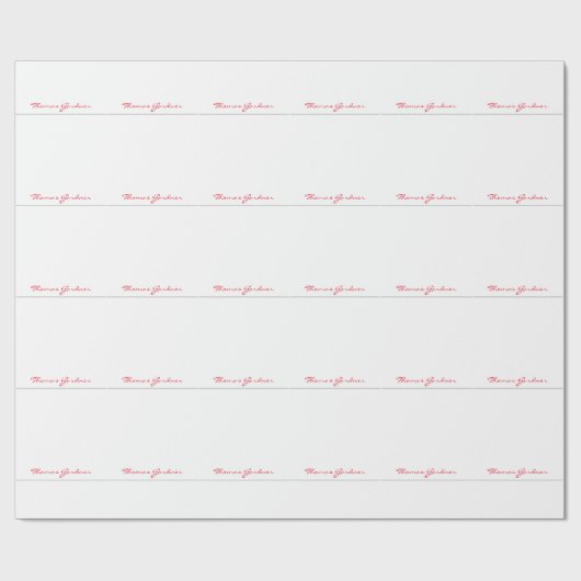 White Red Trendy Handwriting Plain Creative Modern Cadeaupapier (Vlak)