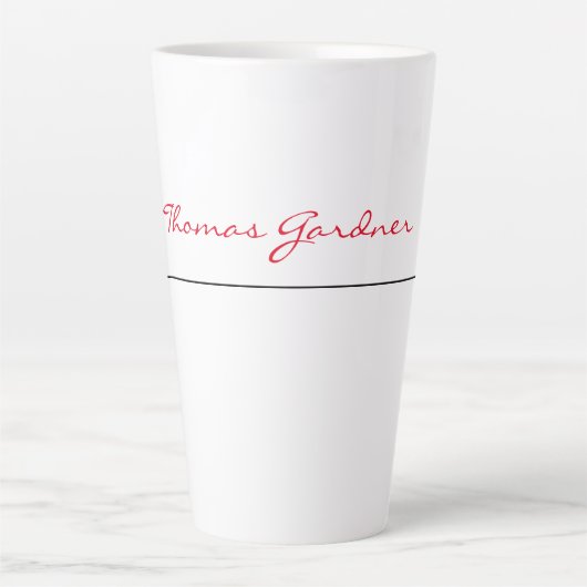 White Red Trendy Handwriting Plain Creative Modern Latte Mok (Voorkant)