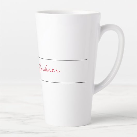 White Red Trendy Handwriting Plain Creative Modern Latte Mok (Rechts)