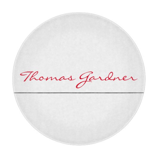 White Red Trendy Handwriting Plain Creative Modern Snijplank (Voorkant)