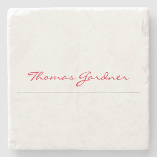 White Red Trendy Handwriting Plain Creative Modern Stenen Onderzetter