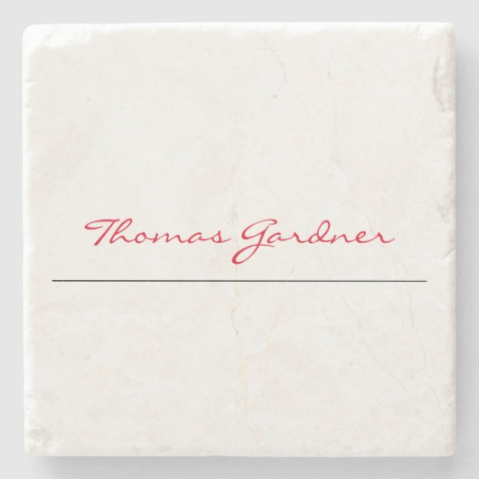 White Red Trendy Handwriting Plain Creative Modern Stenen Onderzetter (Voorkant)