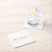 White Red Trendy Handwriting Plain Creative Modern Vierkante Kartonnen Onderzetter (Insitu)