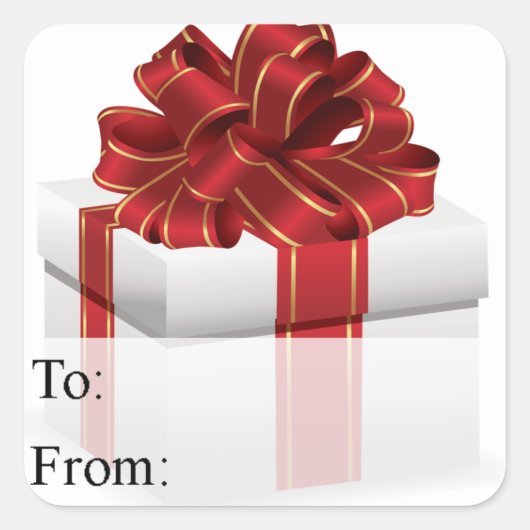 White Red Wrapped Kerstmis met cadeautjes Label (Voorkant)