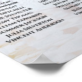 White Reflections 12 Table Wedding Seating Chart Poster (Hoek)