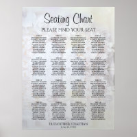 White Reflections 16 Table Wedding Seating Chart