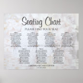 White Reflections 7 Table Wedding Seating Chart Poster (Voorkant)