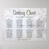 White Reflections 8 Table Wedding Seating Chart Poster (Voorkant)