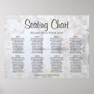 White Reflections 8 Table Wedding Seating Chart Poster