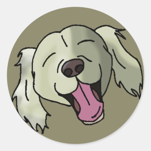 White Retriever Ronde Sticker (Voorkant)