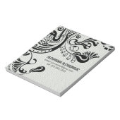 White Retro Abstract Phoenix Bird-Monogram Notitieblok (Gedraaid)