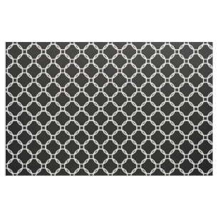 White Retro Chic Modern Circles Pattern on Black Stof