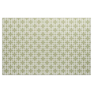 White Retro Chic Squares Patroon op Olive Green Stof