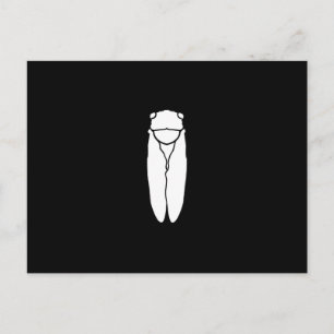 White Retro Cicada Insect Print Briefkaart