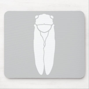 White Retro Cicada Insect Print Muismat