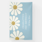 White Retro Modern Daisy Flower Custom Birthday Spandoek (Verticaal)