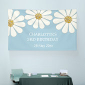White Retro Modern Daisy Flower Custom Birthday Spandoek (Beurs)