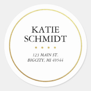 White Return Address Label met Faux Gold Foil