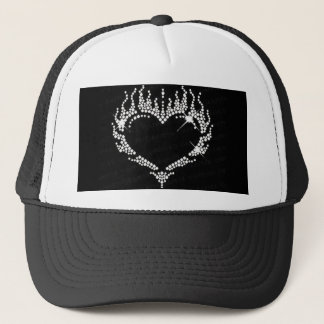 White Rhinestone Heart Baseball Trucker Hat Trucker Pet