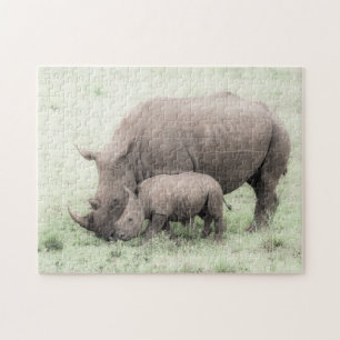 White Rhino & Baby Puzzle Legpuzzel