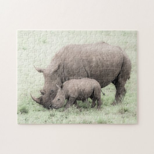 White Rhino & Baby Puzzle Legpuzzel (Horizontaal)