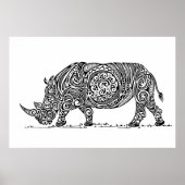 White Rhino Design Black Poster (Voorkant)