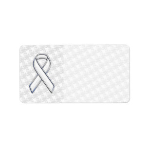 White Ribbon Awareness Applique op Houndstooth Etiket