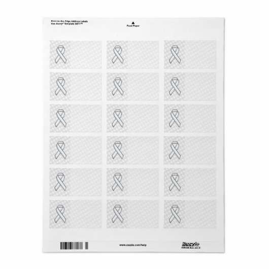 White Ribbon Awareness Applique op Houndstooth Etiket (Full Sheet)