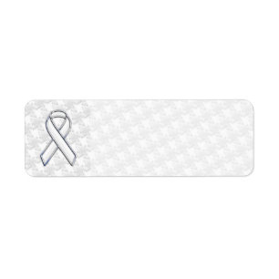 White Ribbon Awareness Applique op Houndstooth Etiket