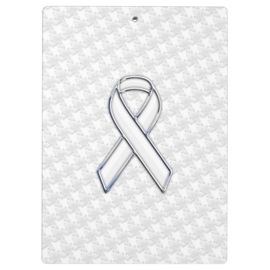 White Ribbon Awareness Applique op Houndstooth Klembord (Achterkant)