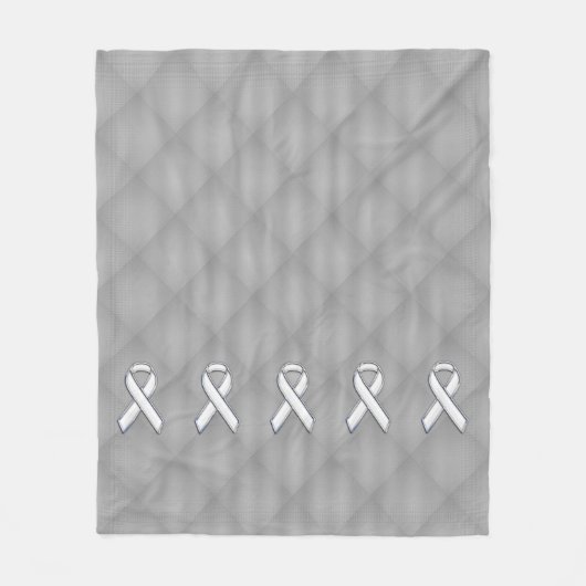 White Ribbon Awareness Carbon Fibre Print Fleece Deken (Voorkant)