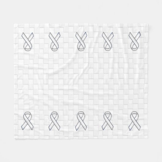 White Ribbon Awareness Checker Style Fleece Deken (Voorkant (Horizontaal))