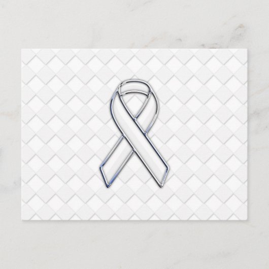 White Ribbon Awareness on Checkers Print Briefkaart (Voorkant)