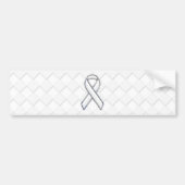 White Ribbon Awareness on Checkers Print Bumpersticker (Voorkant)